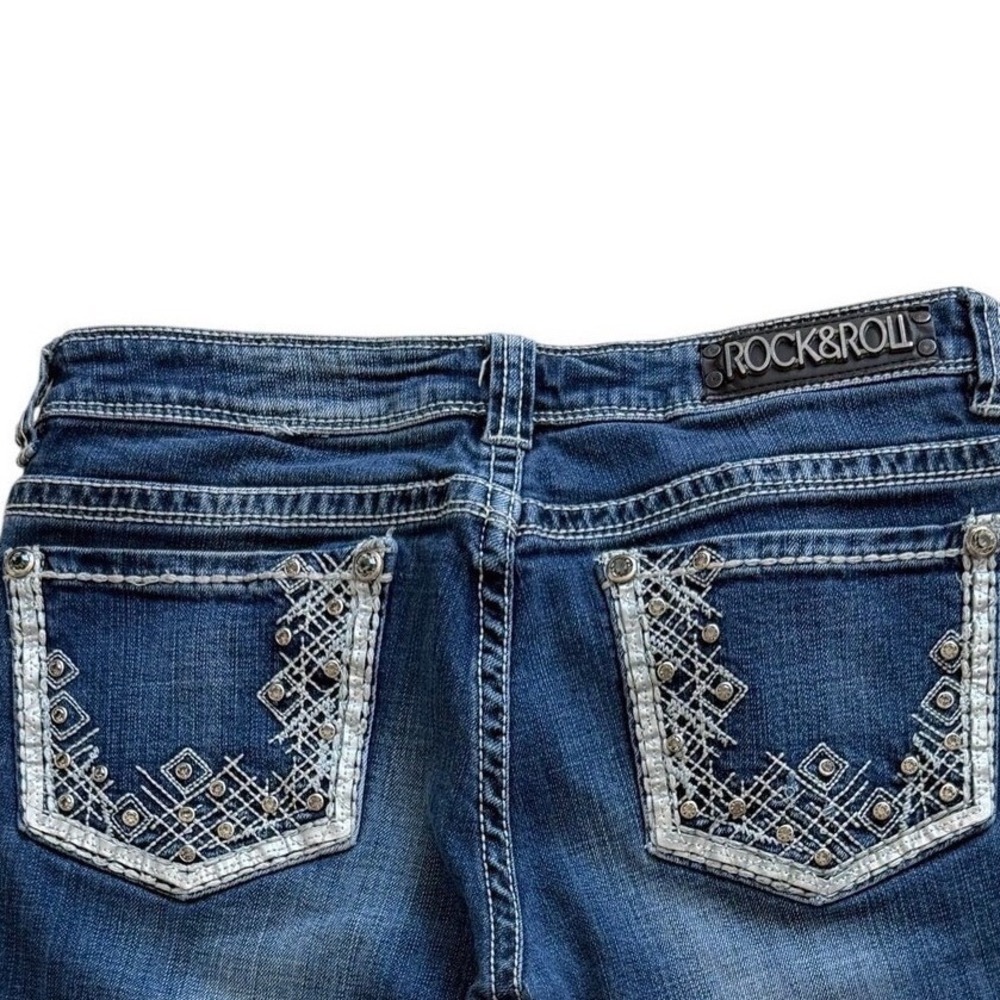 Rock and Roll Denim Rival Low Rise Bootcut Jeans 25x32 Embroidered western